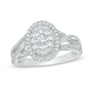 Thumbnail Image 1 of Previously Owned - 1/2 CT. T.W. Oval-Shaped Multi-Diamond Frame Engagement Ring in 10K White Gold