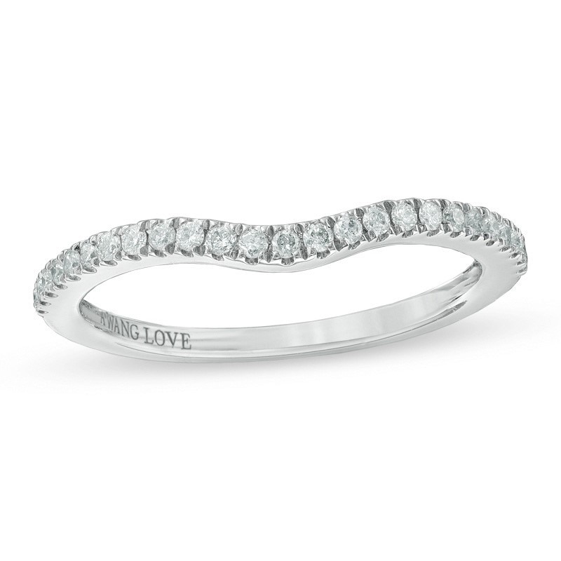 Main Image 1 of Previously Owned - Vera Wang Love Collection 1/6 CT. T.W. Diamond Ribbon Slight Contour Wedding Band in 14K White Gold