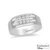 Thumbnail Image 1 of Previously Owned - Enchanted Disney Men's 1/4 CT. T.W. Diamond Two Row Wedding Band in 14K White Gold