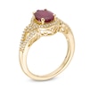 Thumbnail Image 3 of Previously Owned - Oval Ruby and 1/5 CT. T.W. Diamond Frame Scrolling Split Shank Ring in 10K Gold