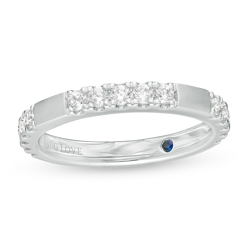 Previously Owned - Vera Wang Love Collection 1/2 CT. T.W. Diamond Satin Wedding Band in 14K White Gold