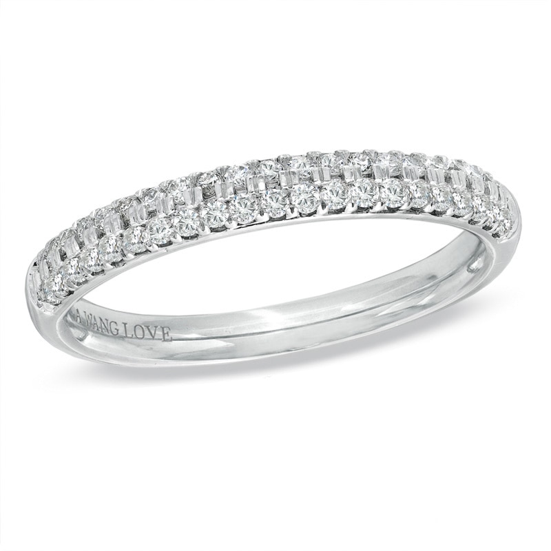 Main Image 1 of Previously Owned - Vera Wang Love Collection 3/8 CT. T.W. Diamond Two Row Band in 14K White Gold