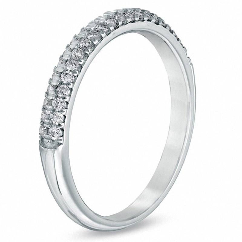 Main Image 3 of Previously Owned - Vera Wang Love Collection 3/8 CT. T.W. Diamond Two Row Band in 14K White Gold