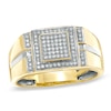 Thumbnail Image 0 of Previously Owned - Men's 1/4 CT. T.W. Diamond Micro Cluster Square Stepped Ring in 10K Gold