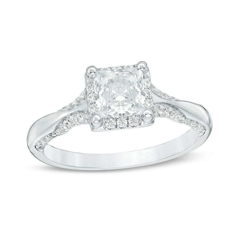 Previously Owned - 1-1/4 CT. T.W. Princess-Cut Diamond Frame Engagement Ring in 14K White Gold
