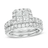 Thumbnail Image 1 of Previously Owned - 3 CT. T.W. Quad Princess-Cut Diamond Frame Bridal Set in 14K White Gold