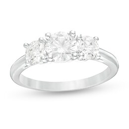 Previously Owned - 1-1/2 CT. T.W. Lab-Created Diamond Past Present Future® Engagement Ring in 14K White Gold (G/SI2)