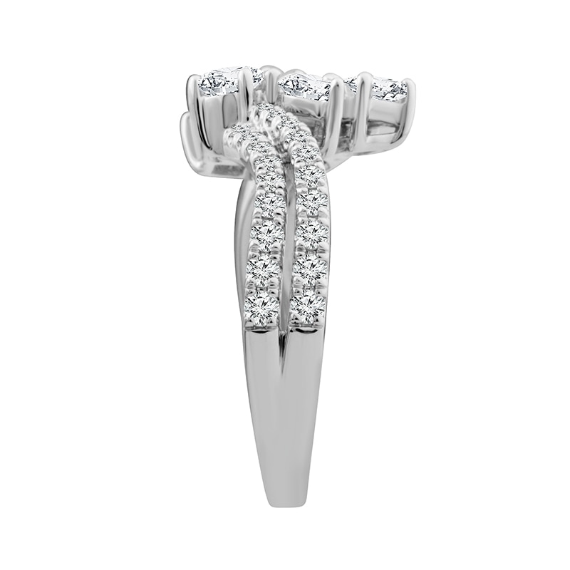 Main Image 3 of Previously Owned - Everything You Are™ 1-1/2 CT. T.W. Multi-Shape Diamond Scatter Bypass Ring in 10K White Gold