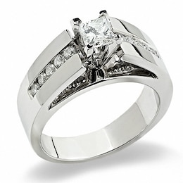 Previously Owned - 3/4 CT. T.W. Princess-Cut Diamond Solitaire Wide Band in 14K White Gold