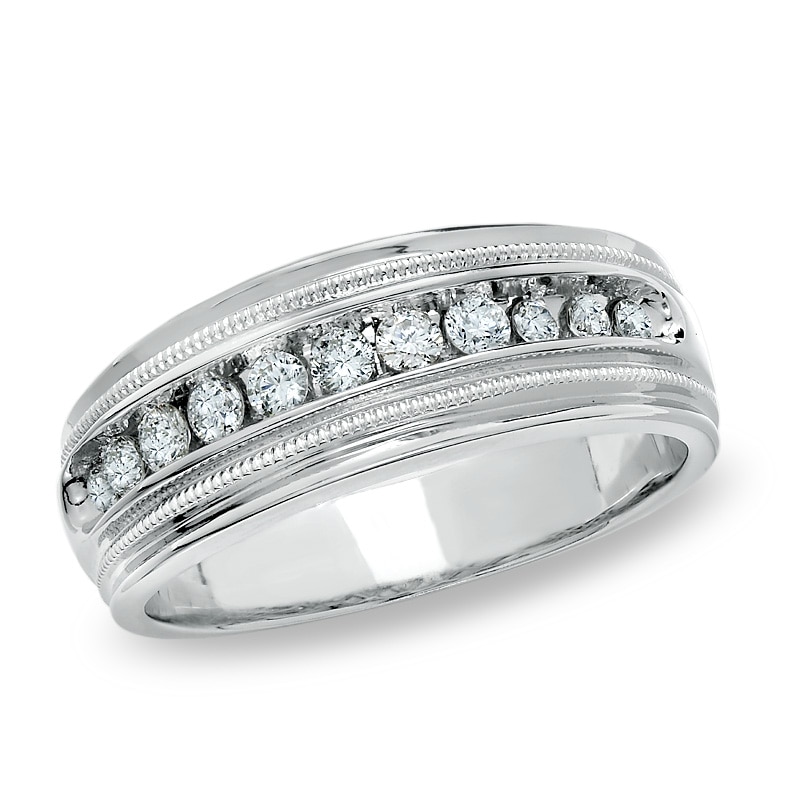 Main Image 1 of Previously Owned - Men's 1/2 CT. T.W. Diamond Eleven Stone Ring in 14K White Gold