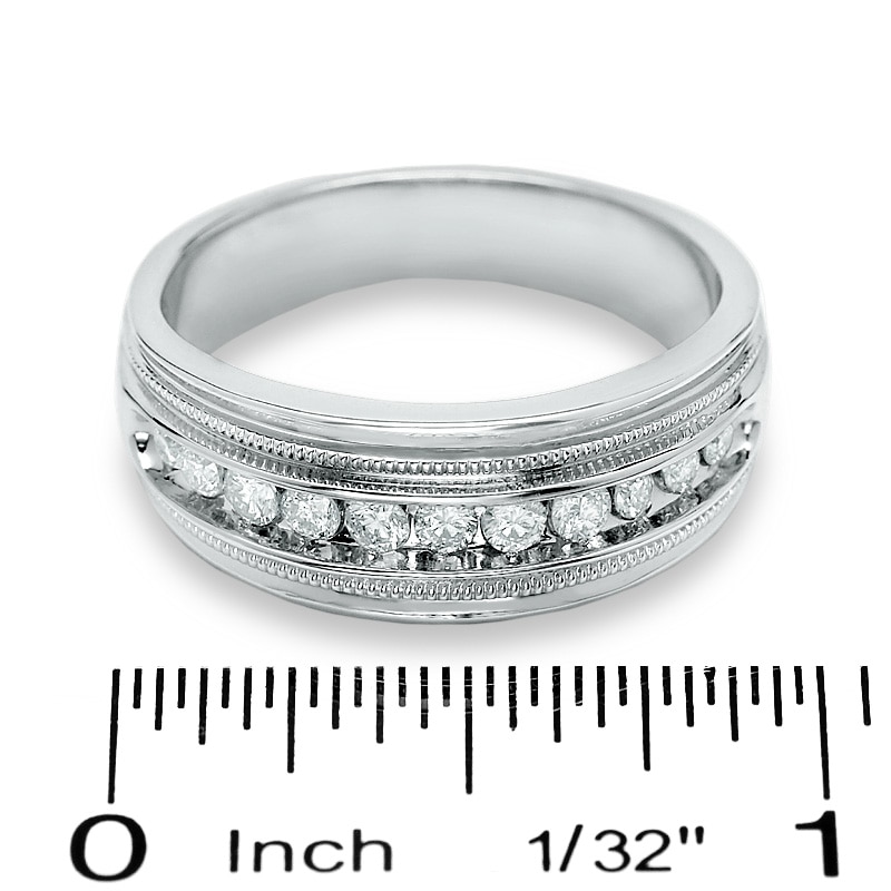 Main Image 3 of Previously Owned - Men's 1/2 CT. T.W. Diamond Eleven Stone Ring in 14K White Gold