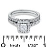 Thumbnail Image 3 of Previously Owned Celebration 102® 1 CT. T.W. Princess-Cut Diamond Soldered Bridal Set in 18K White Gold (I/SI2)