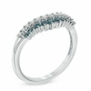 Thumbnail Image 1 of Previously Owned - 3/8 CT. T.W. Blue and White Diamond Double Row Contour Band in 14K White Gold
