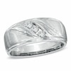 Thumbnail Image 1 of Previously Owned - Men's 1/5 CT. T.W. Diamond Three Stone Slant Band in 10K White Gold