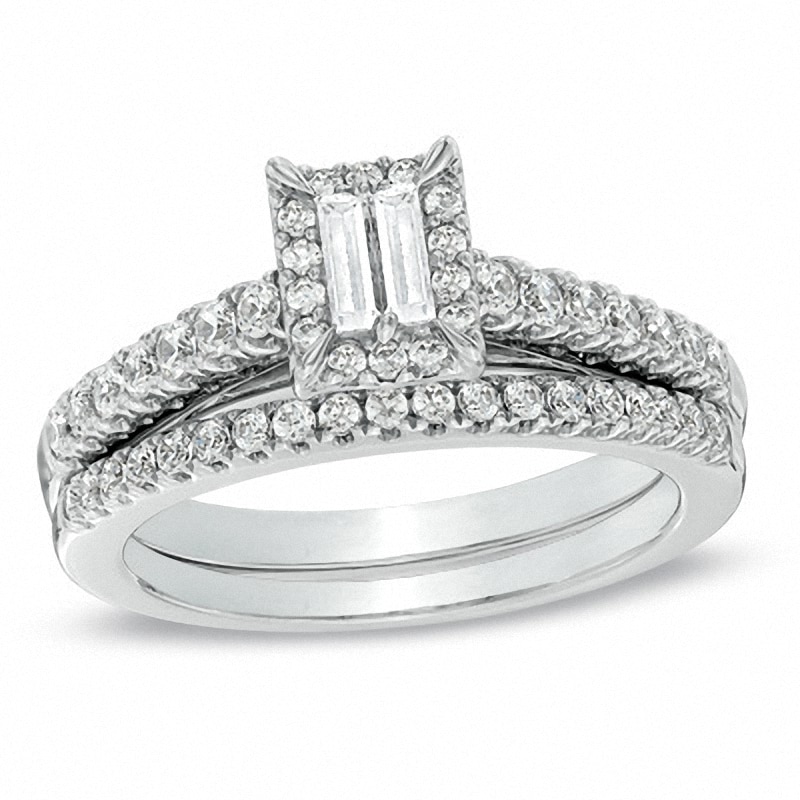 Previously Owned - 5/8 CT. T.W. Baguette Diamond Bridal Set in 14K White Gold