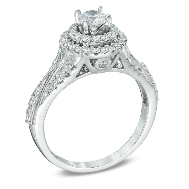 Previously Owned - Celebration Grand® 1 CT. T.W. Diamond Double Frame Engagement Ring in 14K White Gold (H-I/I1)