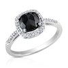 Thumbnail Image 0 of Previously Owned - 1 CT. T.W. Cushion-Cut Enhanced Black and White Diamond Frame Ring in 14K White Gold