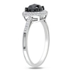 Thumbnail Image 1 of Previously Owned - 1 CT. T.W. Cushion-Cut Enhanced Black and White Diamond Frame Ring in 14K White Gold