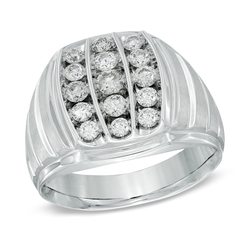 Main Image 1 of Previously Owned - Men's 1 CT. T.W. Diamond Cluster Ring in 10K White Gold