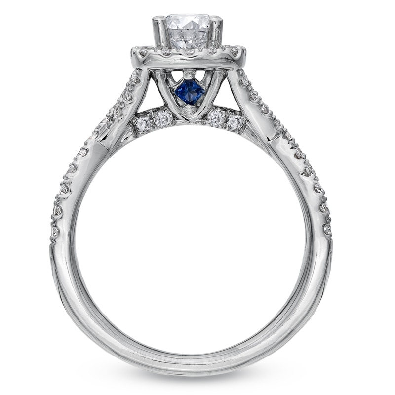 Main Image 2 of Previously Owned - Vera Wang Love Collection 1 CT. T.W. Diamond Frame Engagement Ring in 14K White Gold