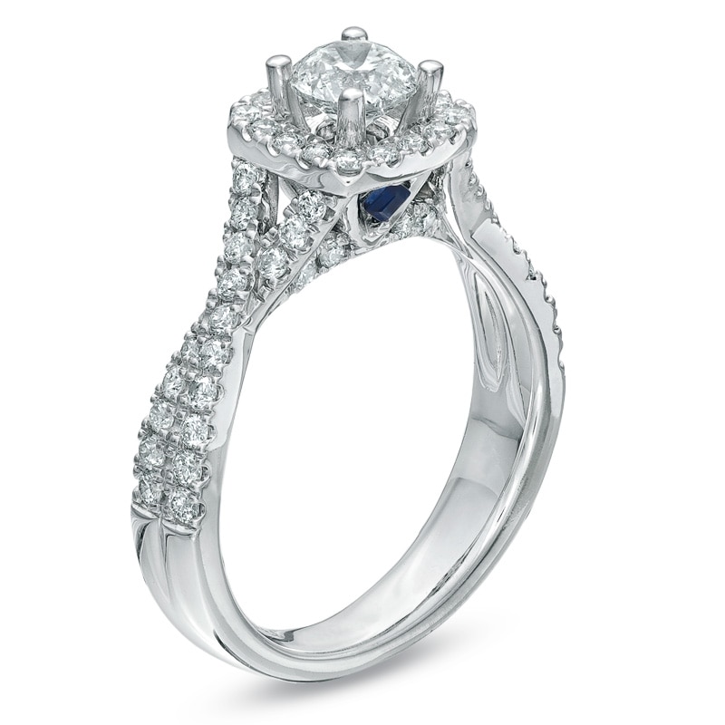 Main Image 3 of Previously Owned - Vera Wang Love Collection 1 CT. T.W. Diamond Frame Engagement Ring in 14K White Gold