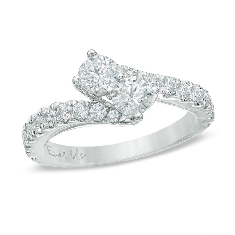 Previously Owned - Ever Us® 1 CT. T.W. Two-Stone Diamond Bypass Ring in 14K White Gold