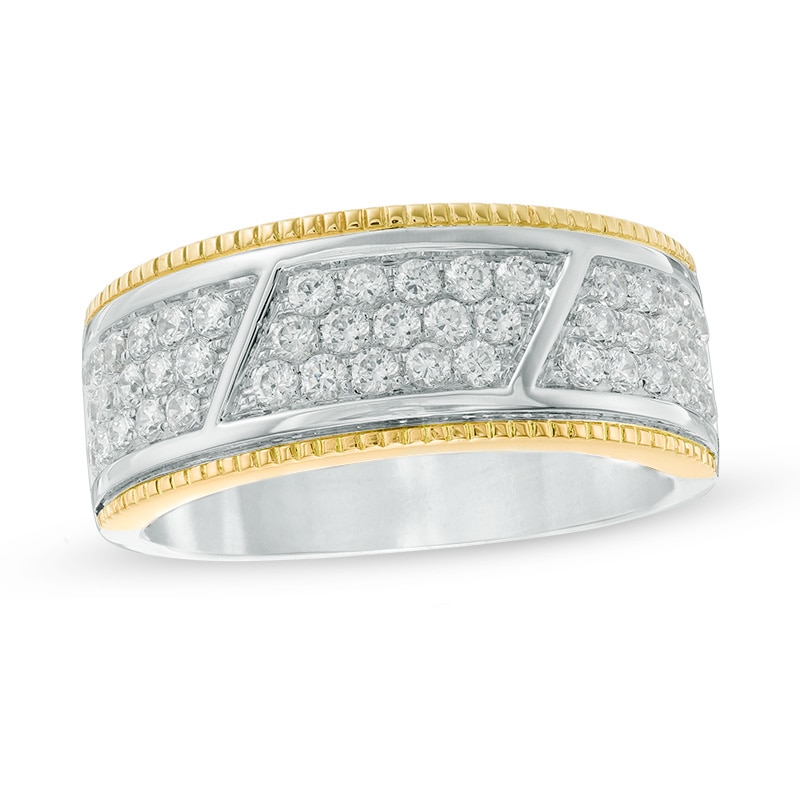 Previously Owned - Men's 1 CT. T.W. Diamond Milgrain Trimmed Band in 10K Two-Tone Gold
