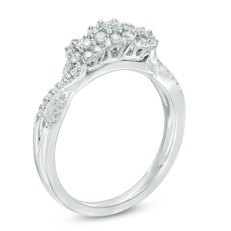 Previously Owned - 1/2 CT. T.W. Composite Diamond Three Stone Engagement Ring in 10K White Gold