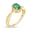 Thumbnail Image 2 of Previously Owned - Oval Emerald and 1/15 CT. T.W. Diamond Frame Twist Shank Ring in 10K Gold