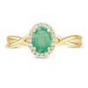 Thumbnail Image 3 of Previously Owned - Oval Emerald and 1/15 CT. T.W. Diamond Frame Twist Shank Ring in 10K Gold