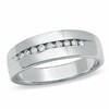 Thumbnail Image 1 of Previously Owned - Men's 1/4 CT. T.W. Channel Set Diamond Wedding Band in 14K White Gold