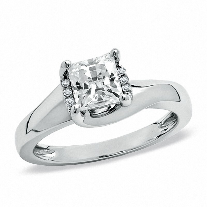 Main Image 1 of Previously Owned - 1/2 CT. T.W. Princess-Cut Diamond Twist Solitaire Engagement Ring in 14K White Gold