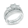 Thumbnail Image 1 of Previously Owned - 2-1/4 CT. T.W. Princess-Cut Diamond Past Present Future® Bridal Set in 14K White Gold