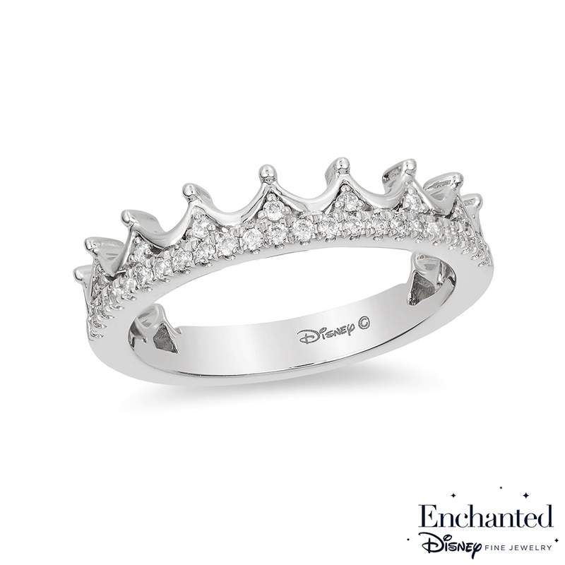 Previously Owned - Enchanted Disney Princess 1/6 CT. T.W. Diamond Tiara Wedding Band in 14K White Gold