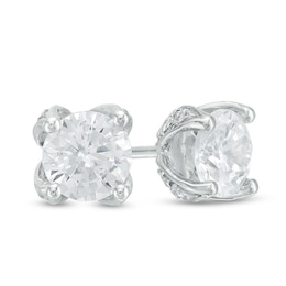 Previously Owned Love's Destiny by Peoples 1 CT. T.W. Diamond Solitaire Stud Earrings in 14K White Gold (I/I2)