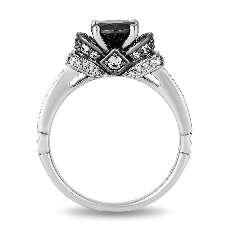 Main Image 3 of Previously Owned - Enchanted Disney Villains Evil Queen 1-1/2 CT. T.W. Black Diamond Engagement Ring in 14K White Gold