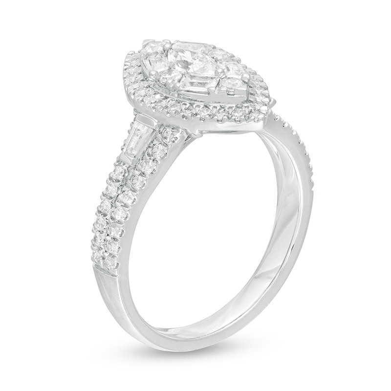 Main Image 3 of Previously Owned - 1 CT. T.W. Marquise Diamond Frame Engagement Ring in 14K White Gold