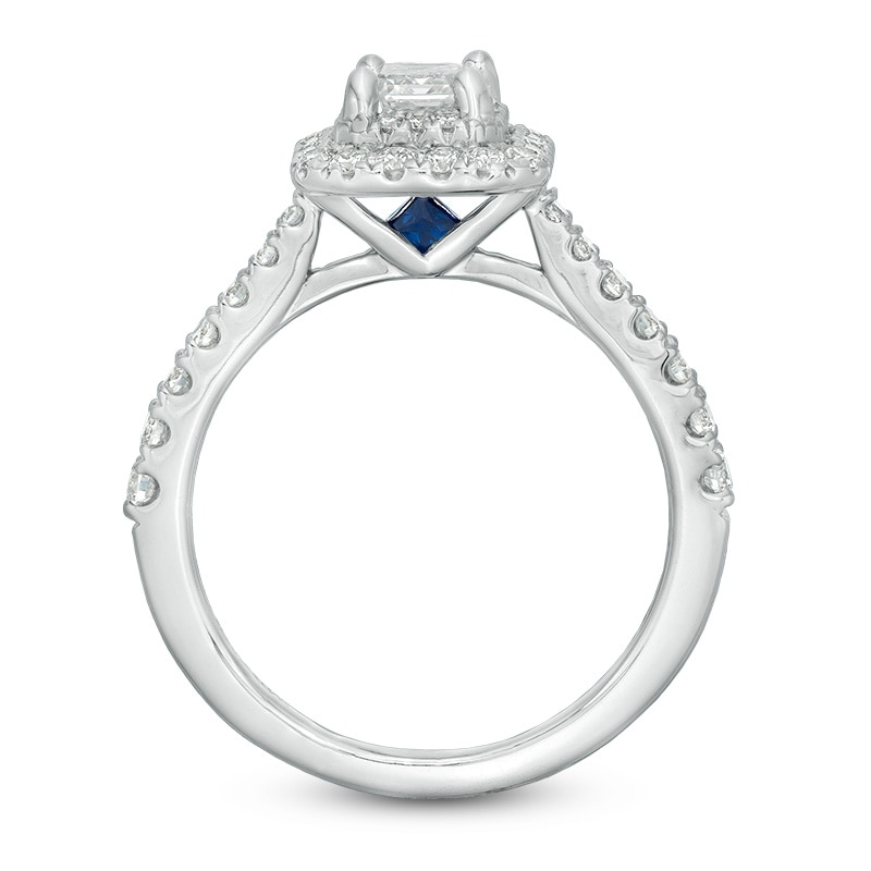 Previously Owned - Vera Wang Love Collection 1-1/3 CT. T.W. Emerald-Cut Diamond Frame Engagement Ring in 14K White Gold