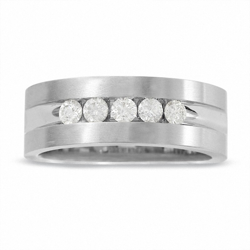 Main Image 1 of Previously Owned - Men's 1/2 CT. T.W. Diamond Five Stone Band in 14K White Gold