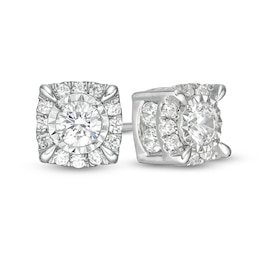 Previously Owned - 2 CT. T.W. Diamond Cushion Frame Stud Earrings in 10K White Gold