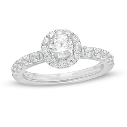 Previously Owned - Vera Wang Love Collection 1 CT. T.W. Diamond Frame Engagement Ring in 14K White Gold