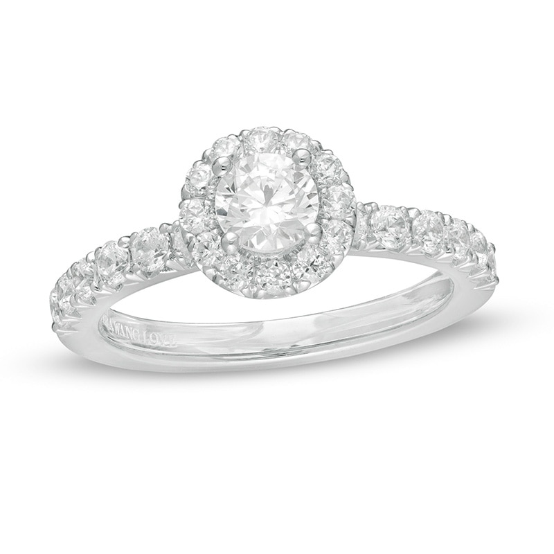 Main Image 1 of Previously Owned - Vera Wang Love Collection 1 CT. T.W. Diamond Frame Engagement Ring in 14K White Gold