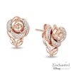 Thumbnail Image 1 of Previously Owned - Enchanted Disney Belle 0.084 CT. T.W. Diamond Rose Stud Earrings in 10K Rose Gold