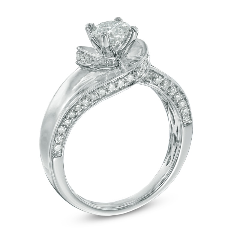 Main Image 2 of Previously Owned - 1 CT. T.W. Diamond Swirl Engagement Ring in 14K White Gold