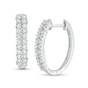 Thumbnail Image 1 of Previously Owned - 1/2 CT. T.W. Diamond Double Row Hoop Earrings in 10K White Gold