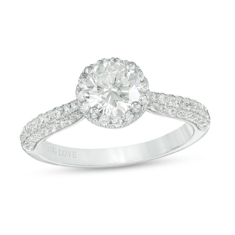 Previously Owned - Vera Wang Love Collection 1-5/8 CT. T.W. Diamond Frame Engagement Ring in 14K White Gold