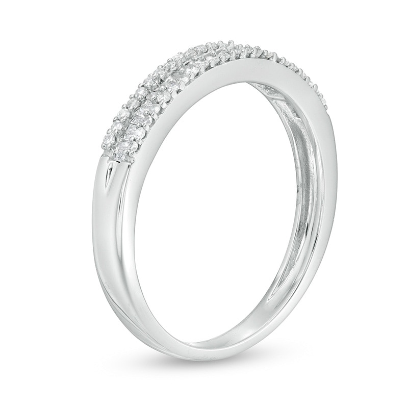 Previously Owned - 1/4 CT. T.W. Baguette and Round Diamond Multi-Row Band in 14K White Gold