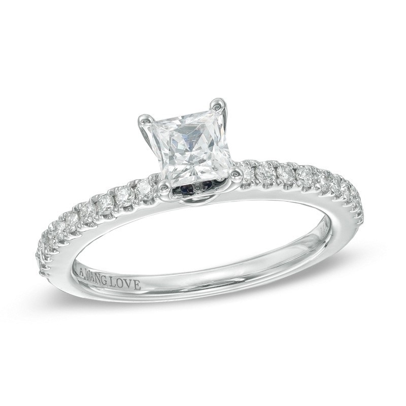 Main Image 1 of Previously Owned - Vera Wang Love Collection 5/8 CT. T.W. Princess-Cut Diamond Engagement Ring in 14K White Gold