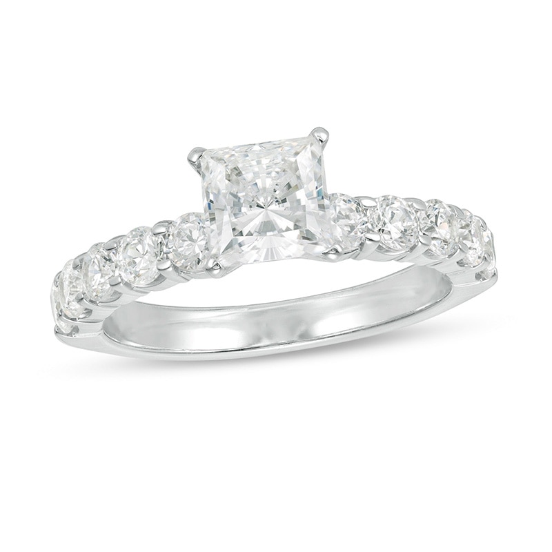 Main Image 1 of Previously Owned - 2 CT. T.W. Princess-Cut Diamond Engagement Ring in 14K White Gold