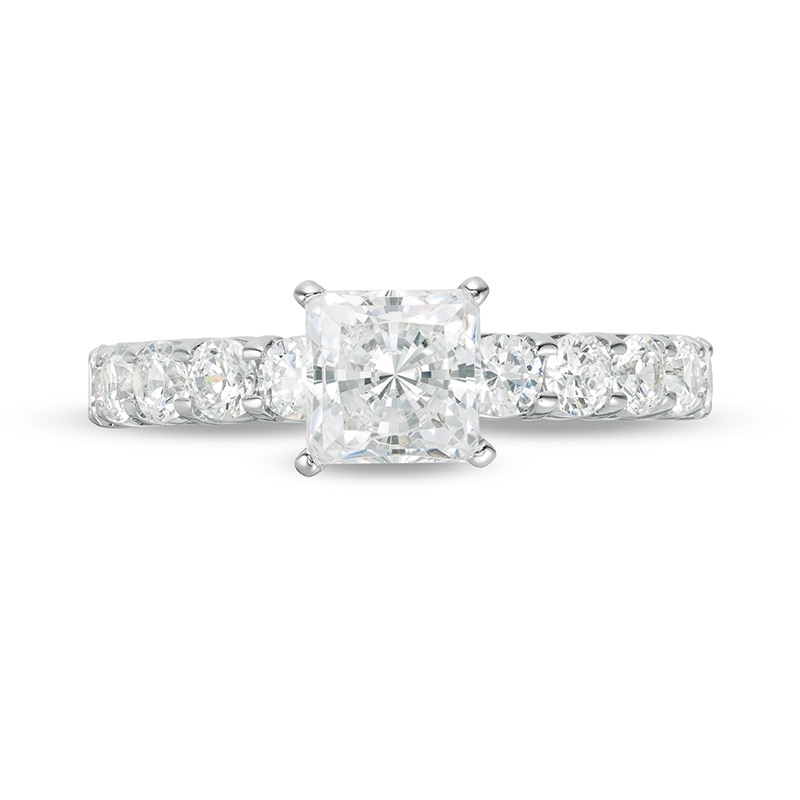 Main Image 4 of Previously Owned - 2 CT. T.W. Princess-Cut Diamond Engagement Ring in 14K White Gold